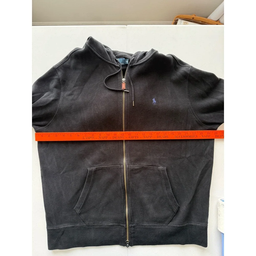 Vintage Y2K Polo Ralph Lauren Full Zip Hoodie Jacket XL Black Blue Pony‎ Logo